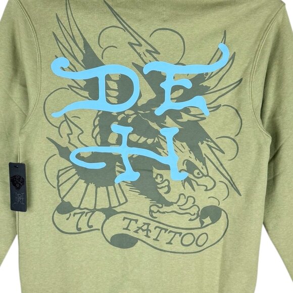 Ed Hardy Men's Olive Green Panther Tattoo Hoodie Sweatshirt Size Small NWT - Picture 5 of 12